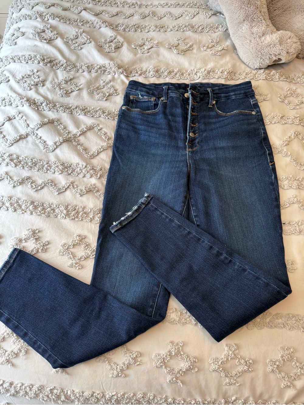 Good American High-Rise Dark Blue Women's Button-Fly Jeans size 10/30
